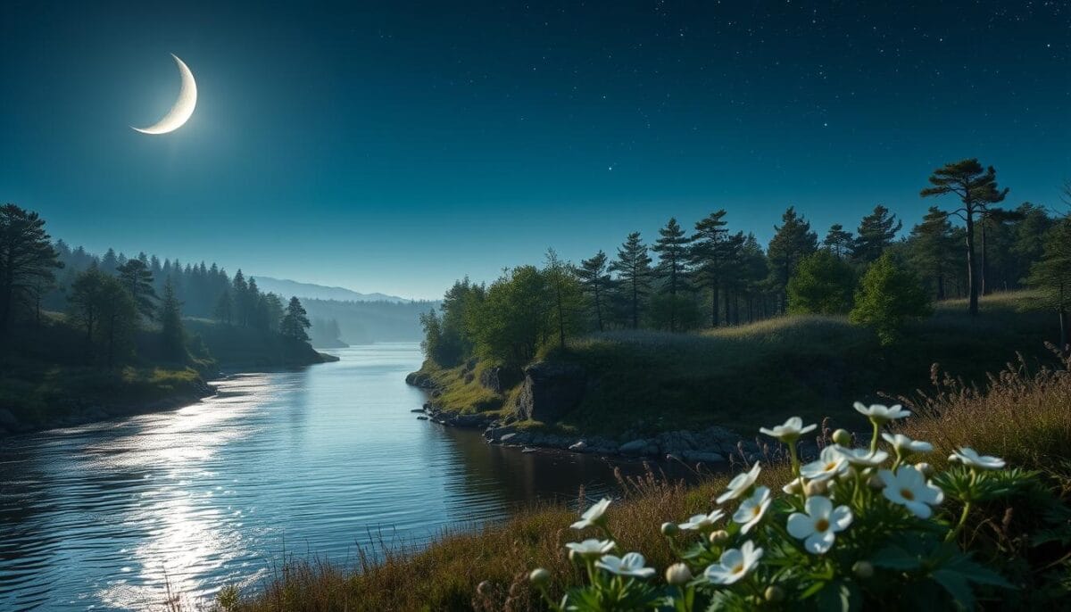 Lua minguante e natureza