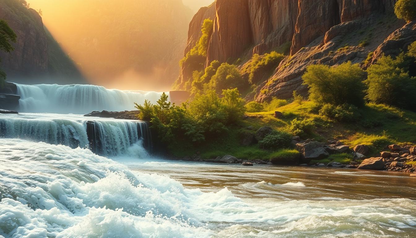 rio e cachoeira simbolizando transformação