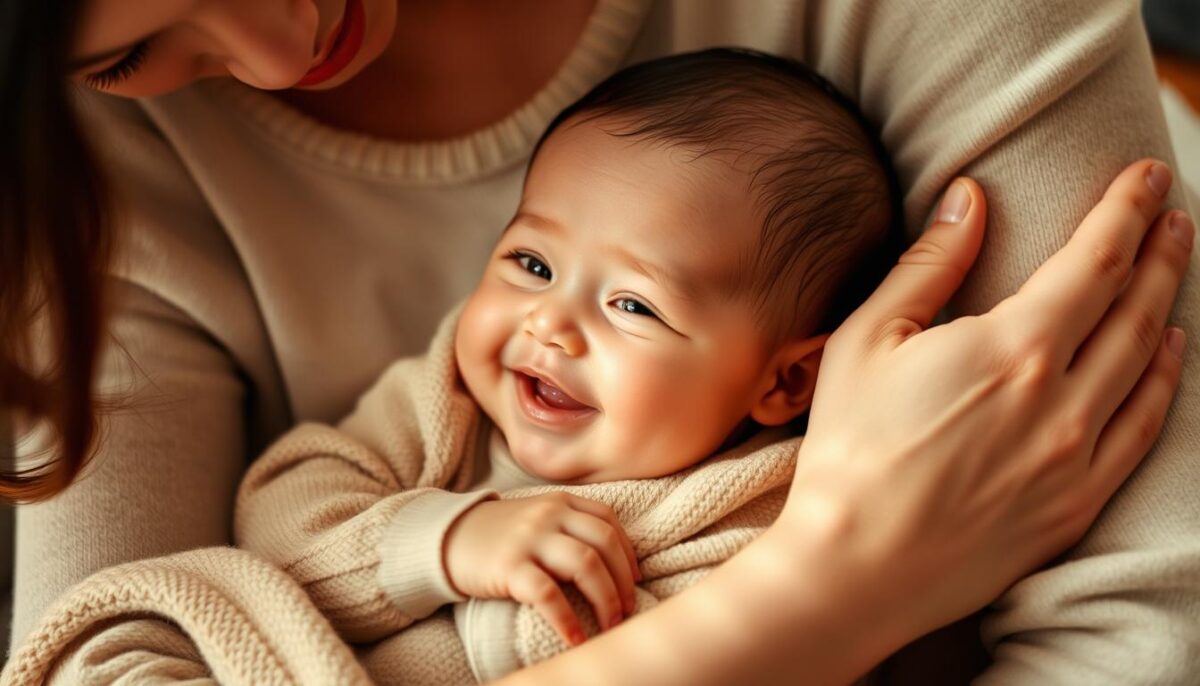 sonhar com bebe sorrindo no colo
