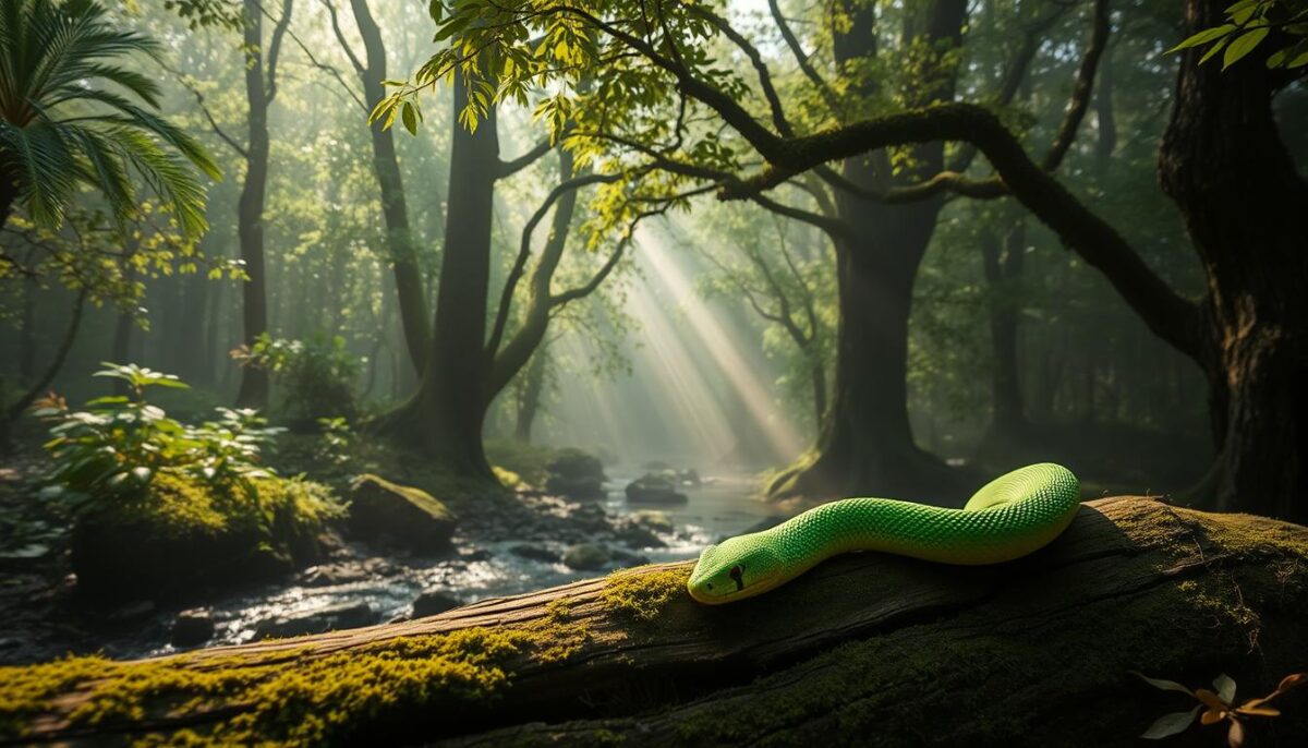 sonhar com cobra verde em ambientes