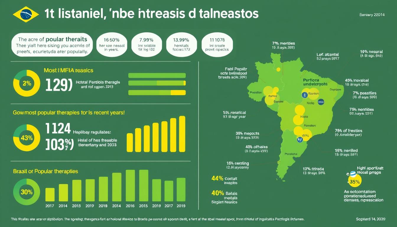 Gráfico mostrando a distribuição e crescimento das terapias holísticas no Brasil