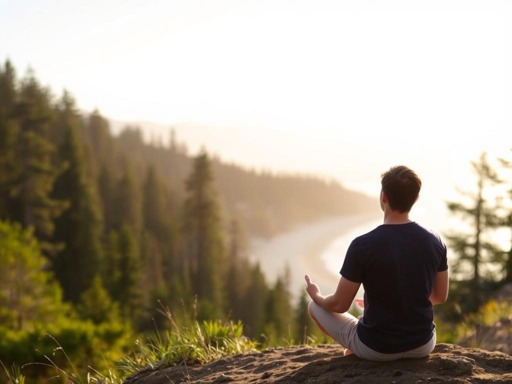 Pessoa em momento de contemplação na natureza como prática de autocuidado espiritual