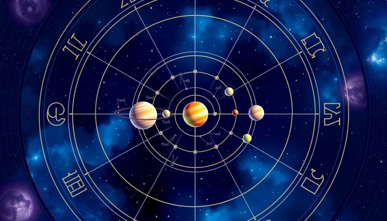 Mapa astral mostrando as principais configurações planetárias do horoscopo mensal