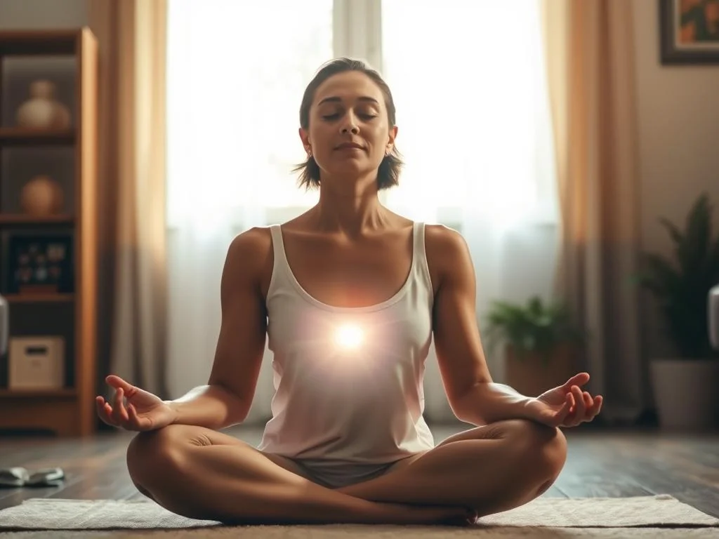 Pessoa em meditação profunda conectando-se com sua essência