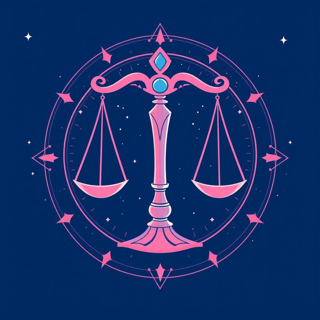 Símbolo de Libra com elementos que representam o horóscopo da semana para este signo