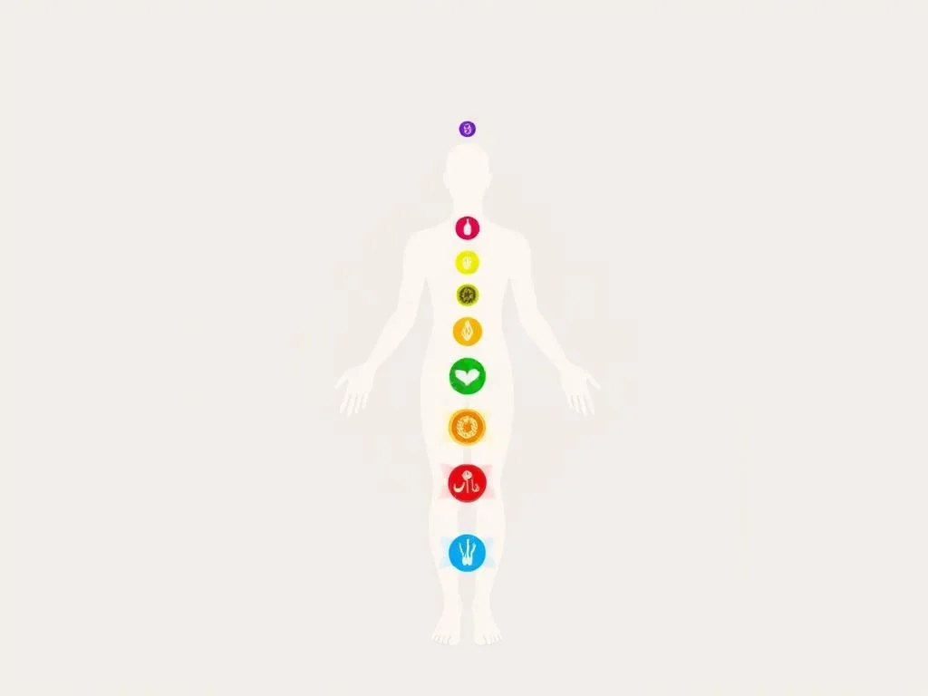 Representação dos sete chakras principais no corpo humano