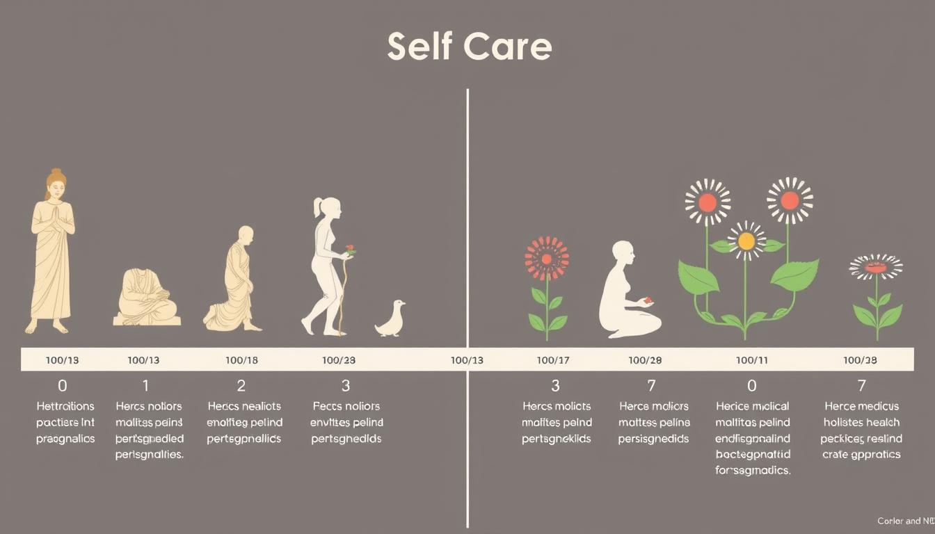Evolução das práticas de autocuidado ao longo do tempo, da medicina tradicional às abordagens holísticas modernas