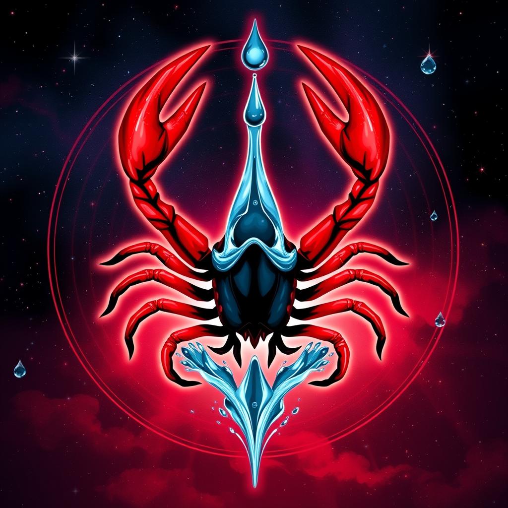 Símbolo de Escorpião com elementos que representam o horóscopo da semana para este signo