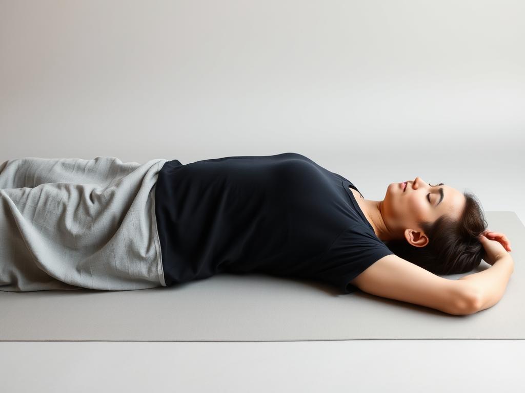 Pessoa realizando prática de escaneamento corporal deitada confortavelmente