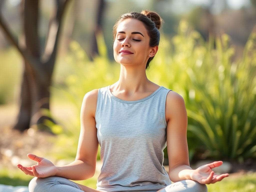 Pessoa praticando mindfulness observando sensações corporais no presente