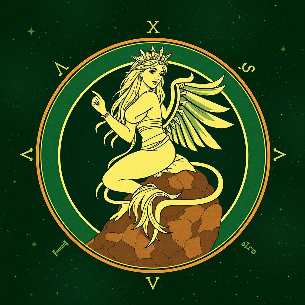 Símbolo de Virgem com elementos que representam o horóscopo da semana para este signo