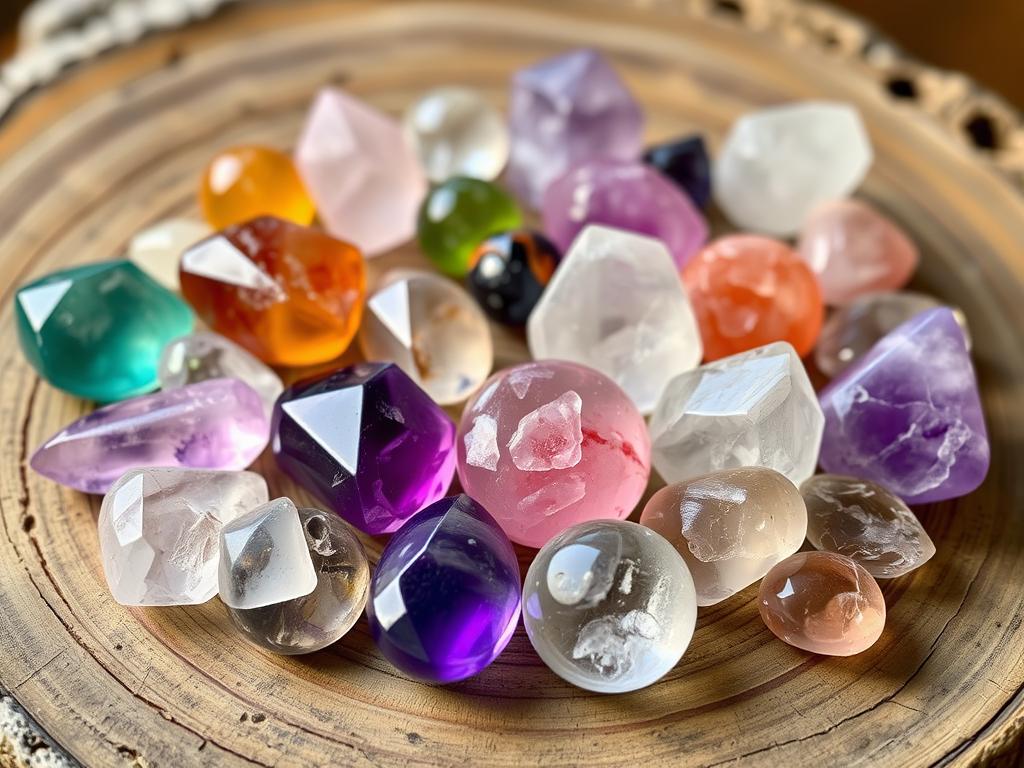 Cristais coloridos utilizados em cristaloterapia para equilíbrio energético