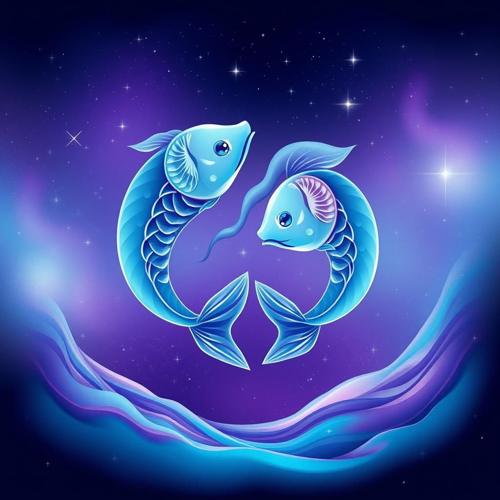 Símbolo de Peixes com elementos que representam o horóscopo da semana para este signo