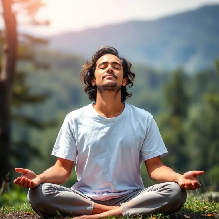 Pessoa em momento de meditação e conexão espiritual