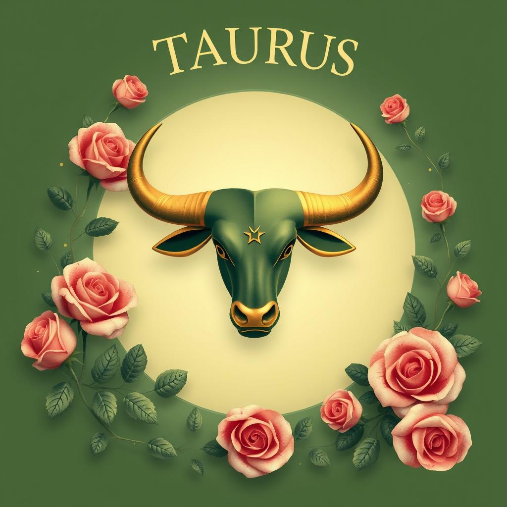 Horóscopo do Amor para Touro - Símbolo do signo com elementos românticos em verde