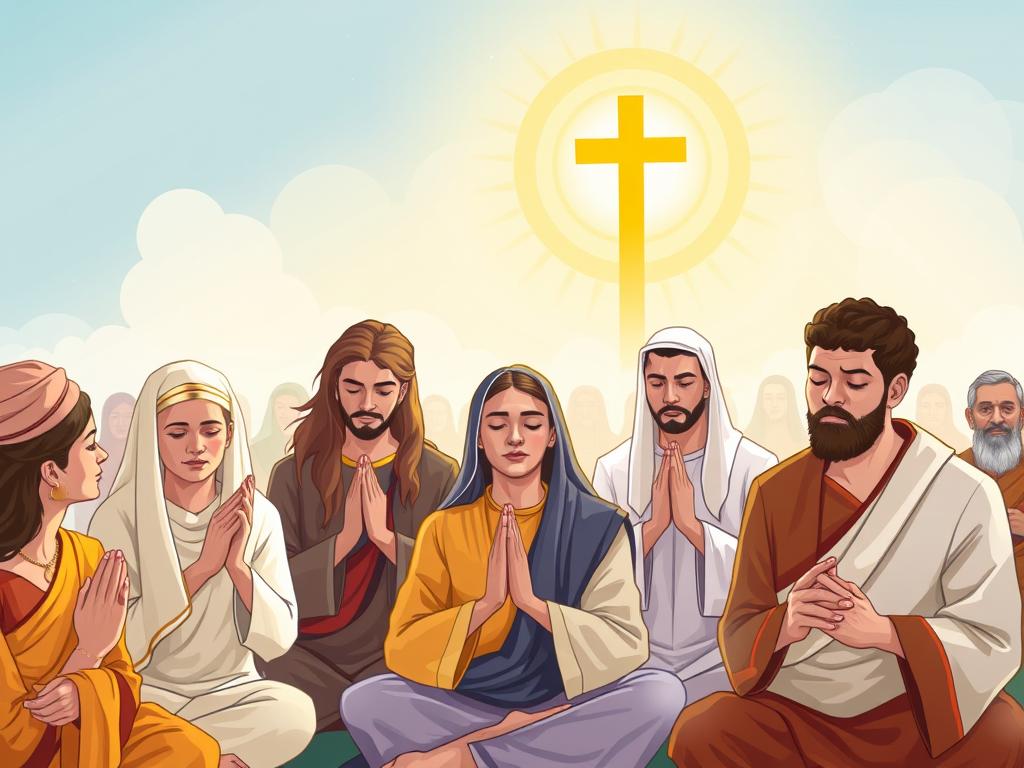 Pessoas de diferentes tradições religiosas em momentos de oração e reflexão
