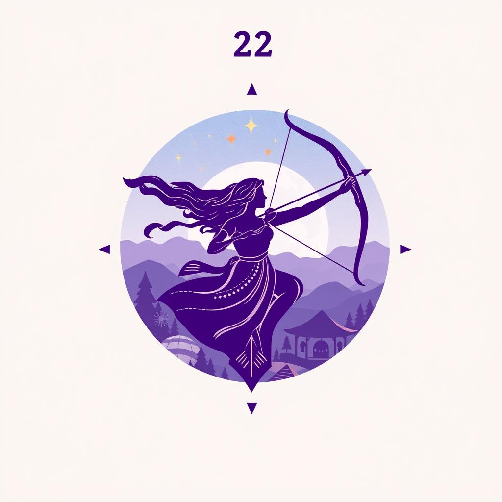 Horóscopo do Amor para Sagitário - Símbolo do signo com elementos românticos em roxo