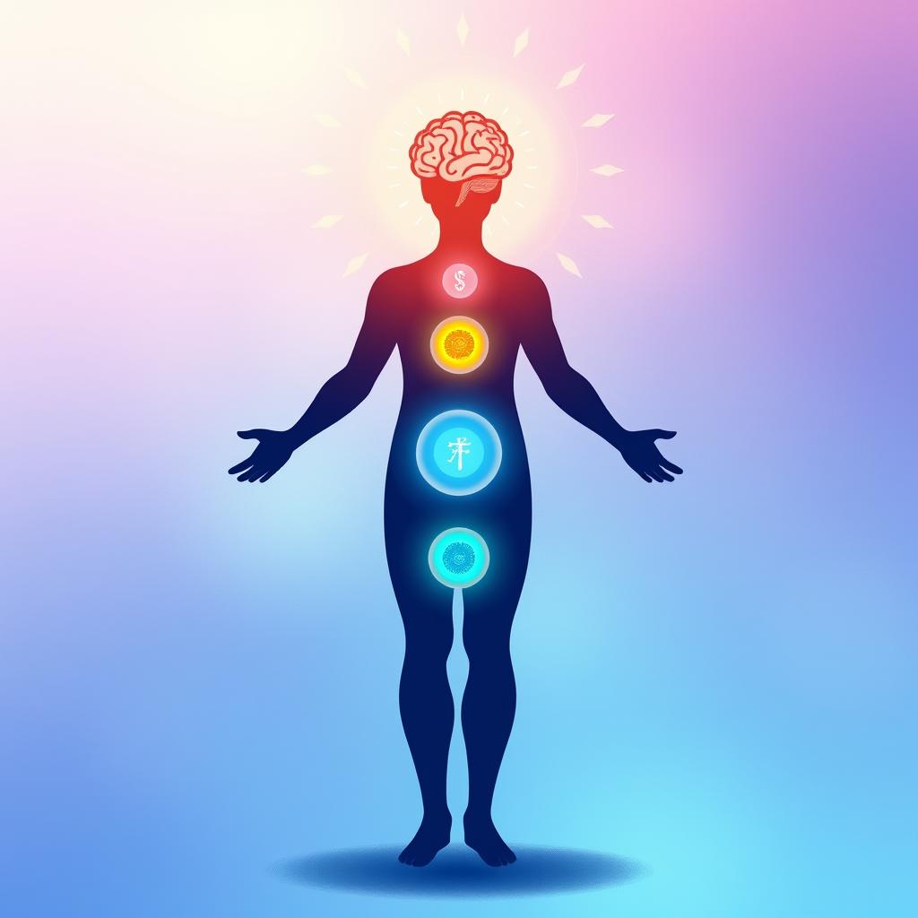 Representação visual da integração corpo-mente-espírito nas terapias holísticas