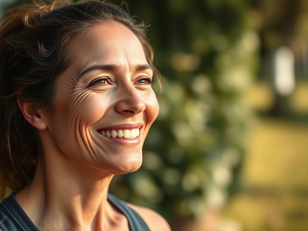 Pessoa com expressão de vitalidade e saúde cardiovascular após prática regular