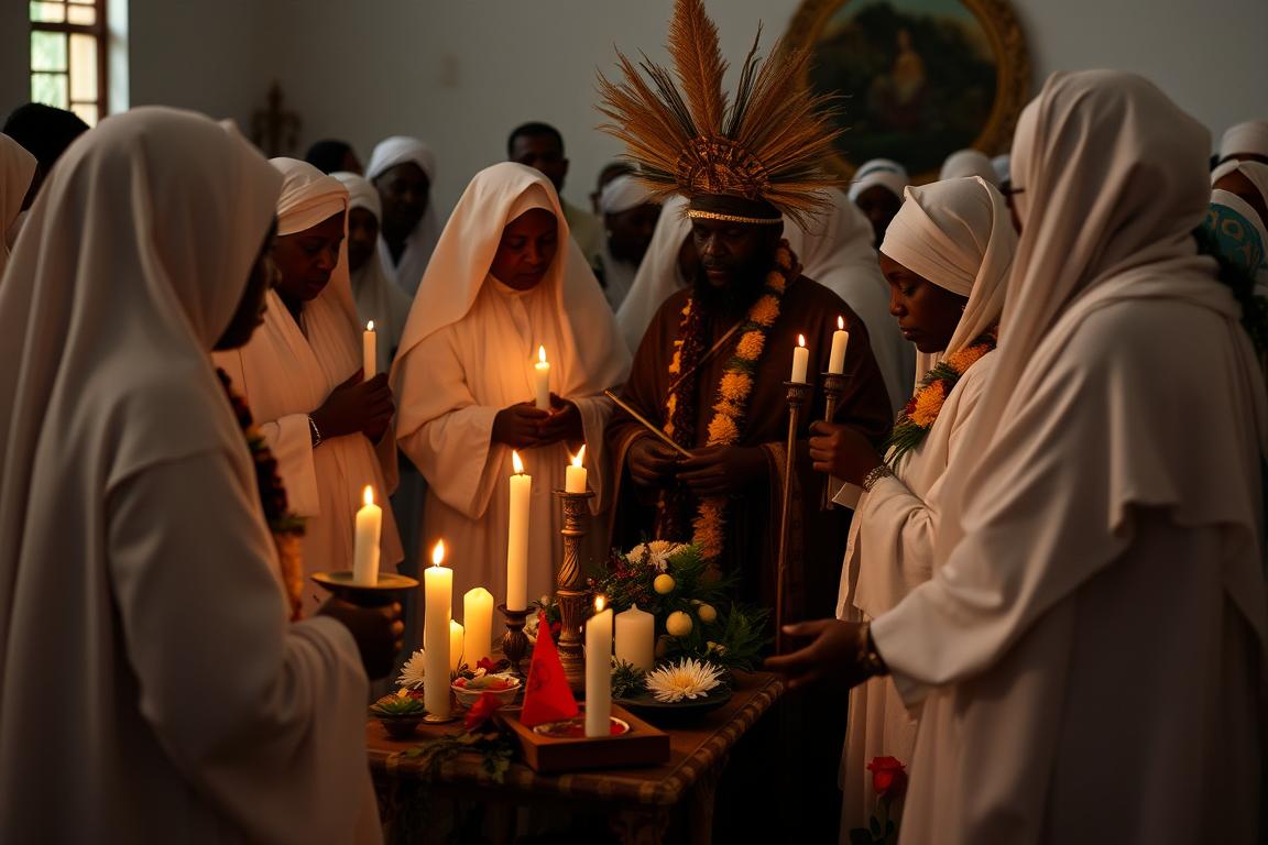Cerimônia de homenagem aos ancestrais em religião de matriz africana