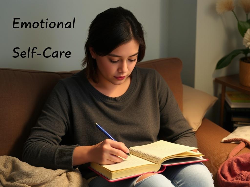 Pessoa escrevendo em um diário como forma de autocuidado emocional