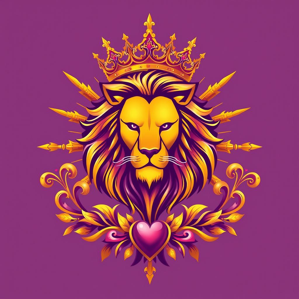 Horóscopo do Amor para Leão - Símbolo do signo com elementos românticos em dourado