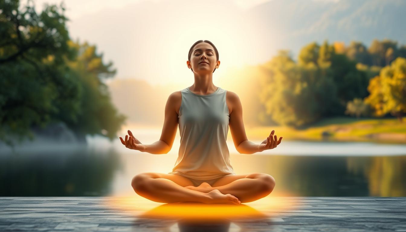 Pessoa praticando ioga como parte de sua rotina saudável