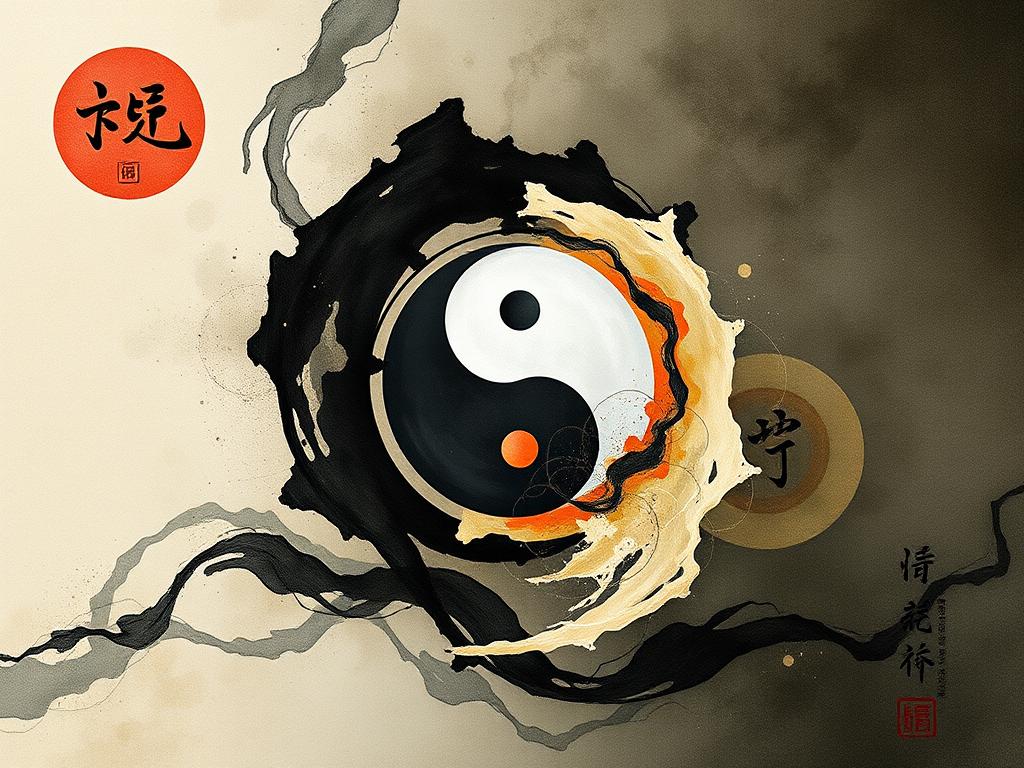 Representação artística de conceitos filosóficos orientais como não-dualidade e interdependência