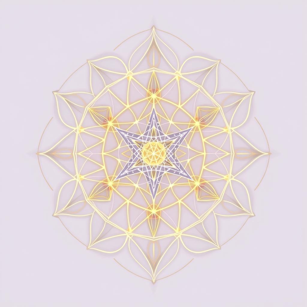 Padrões de geometria sagrada com flor da vida e proporção áurea