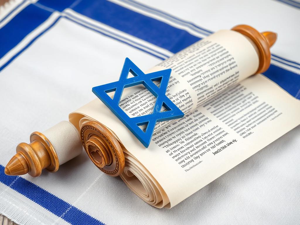Estrela de Davi e Torá, símbolos sagrados do judaísmo