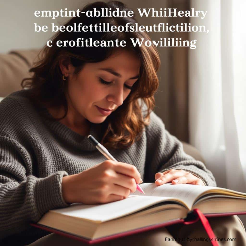 Pessoa experimentando alívio emocional através da escrita terapêutica