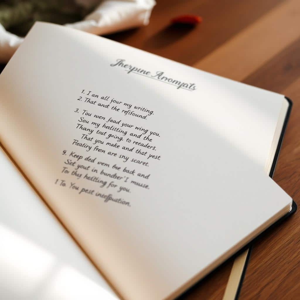 Lista de prompts de escrita terapêutica em caderno aberto