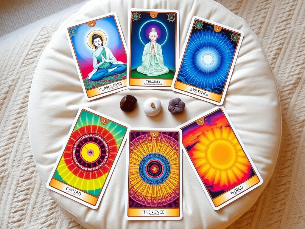 Cartas do Osho Zen Tarot mostrando suas cores vibrantes e simbolismo baseado na filosofia zen