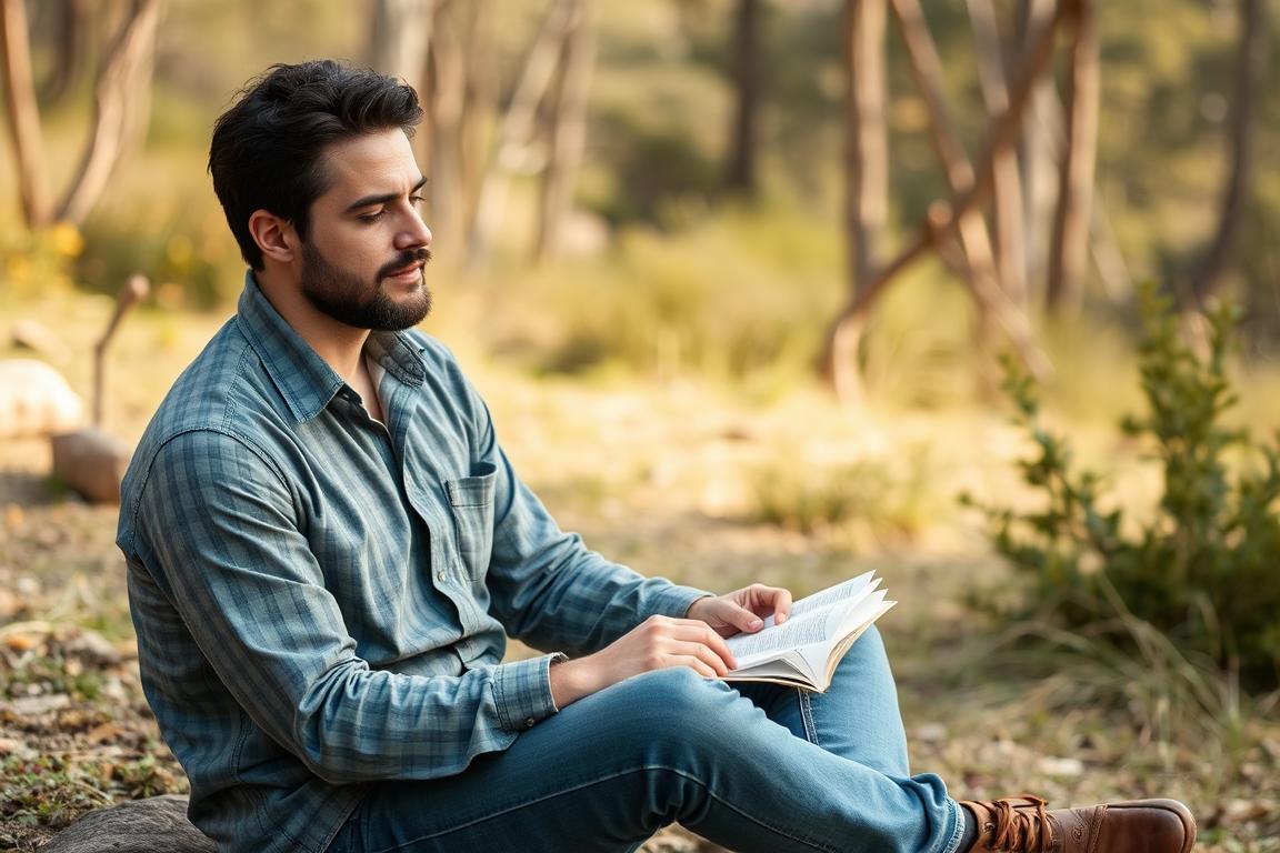 Homem praticando autocuidado para todos em momento de reflexão