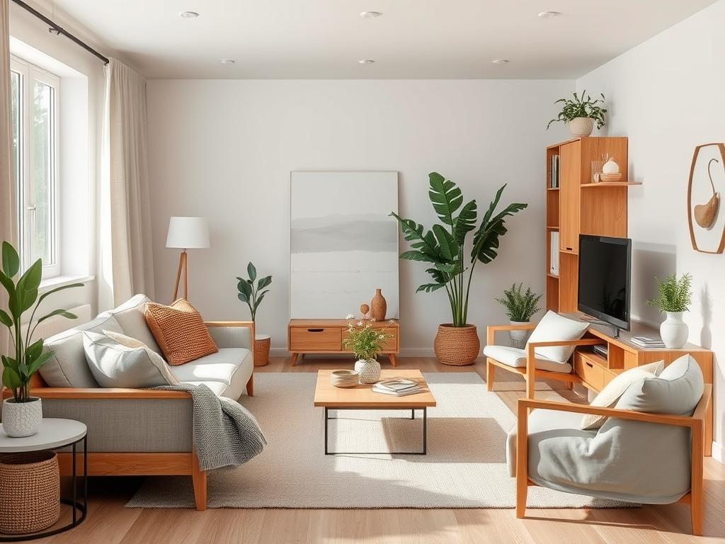 Ambiente minimalista funcional com elementos essenciais e organização intencional