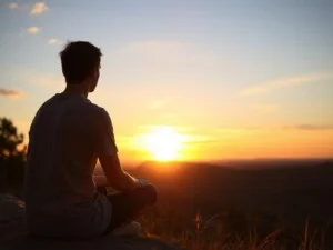 Pessoa observando pôr do sol em momento de conexão com ciclos naturais