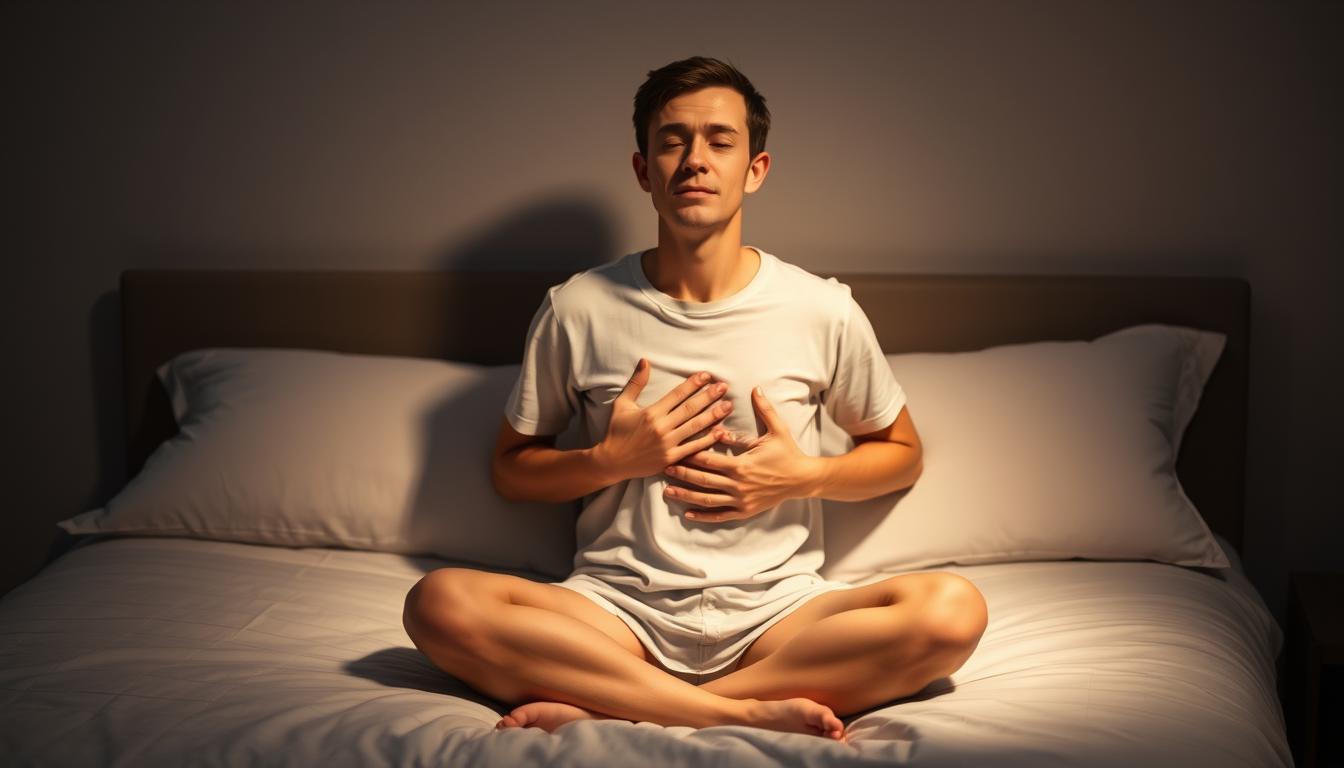 Pessoa praticando técnica de respiração para melhorar o sono e recuperação