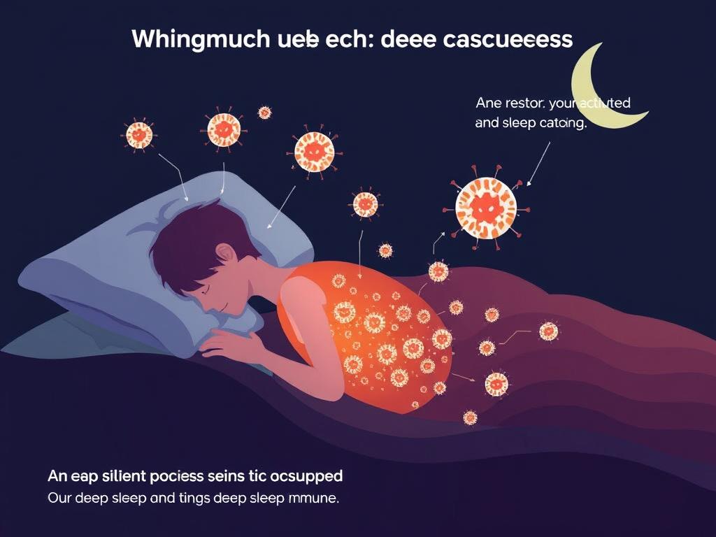 Ilustração do sistema imunológico fortalecido durante o sono e recuperação