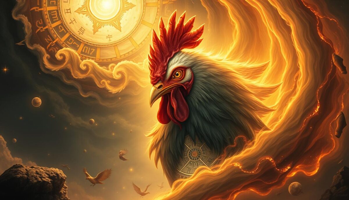 divindade com cabeça de galinha