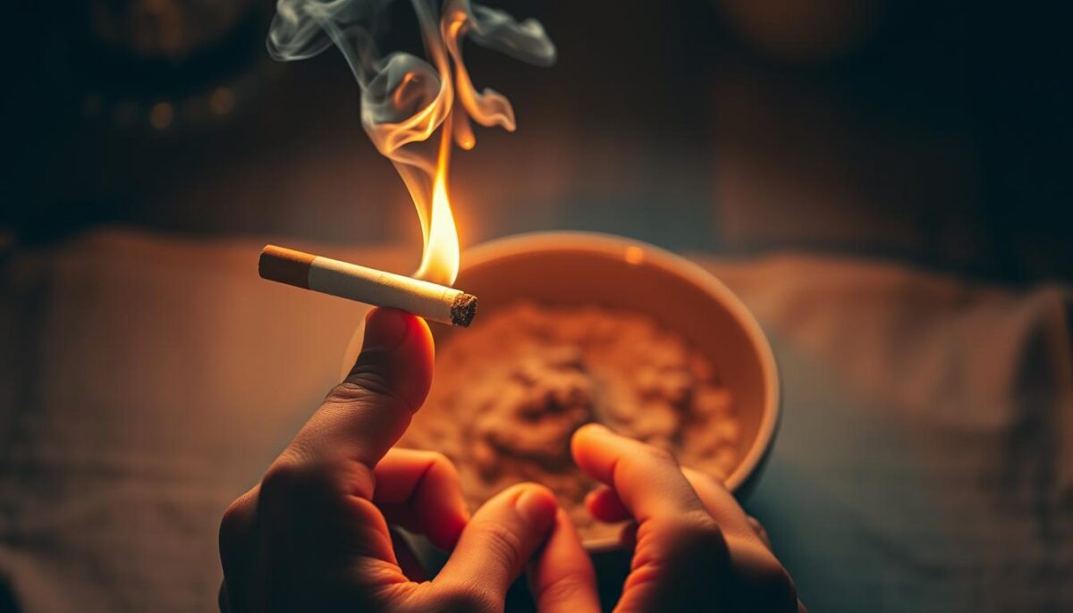 ritual de queima do último cigarro