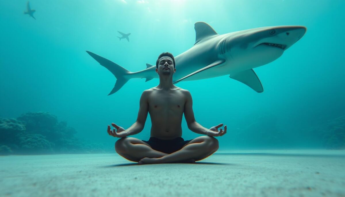 meditação com tubarão