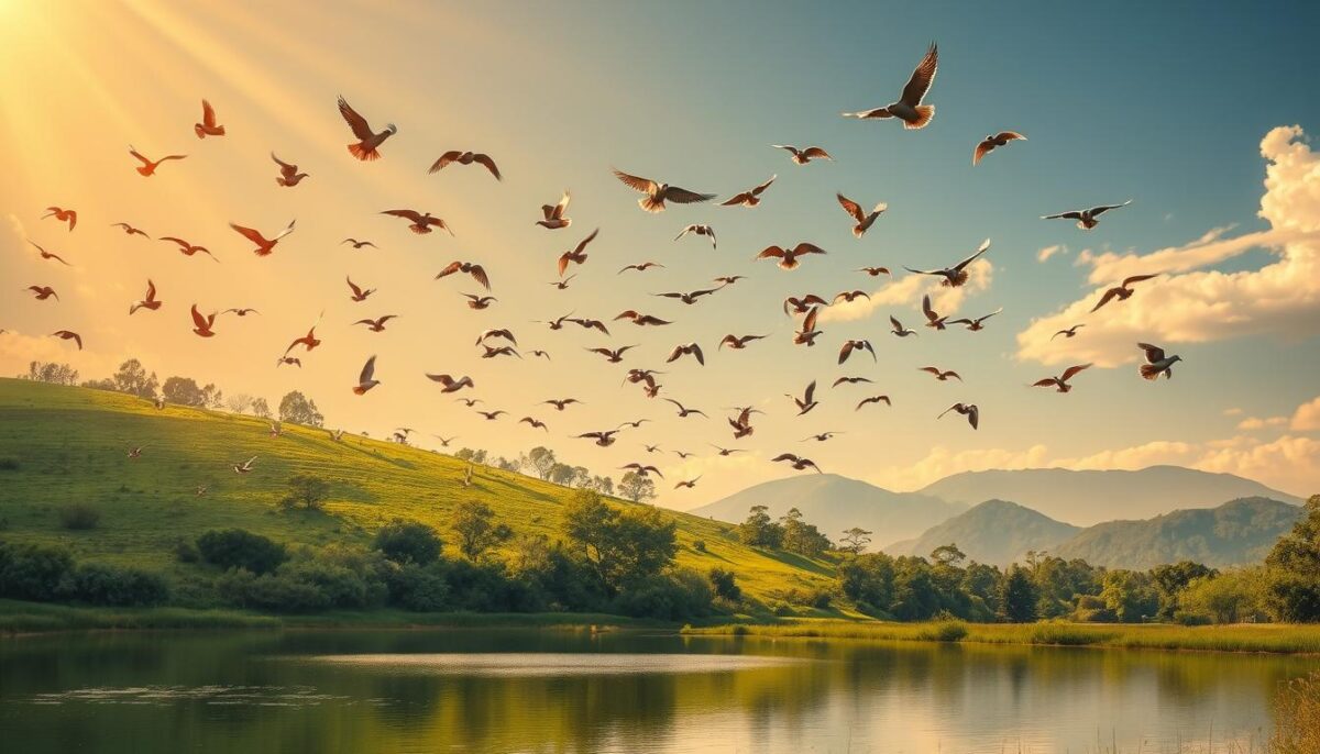 presença de pássaros