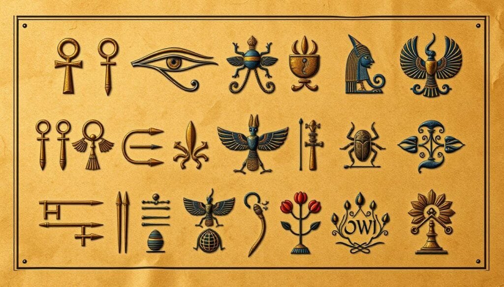 hieróglifos e símbolos egípcios
